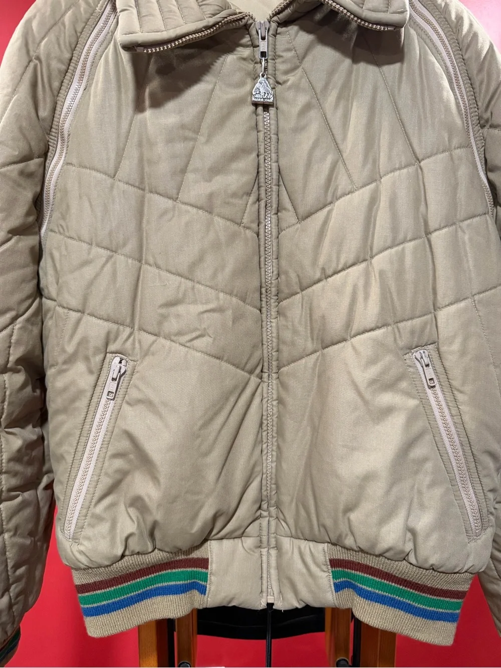 Vintage Pacific Trail Convertible Puffer Jacket Zip Off Sleeves Women’s M Tan - Picture 4 of 13